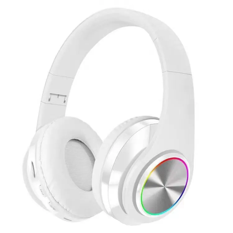 Wireless Bluetooth gaming headset in black with head-mounted design and breathing light effects