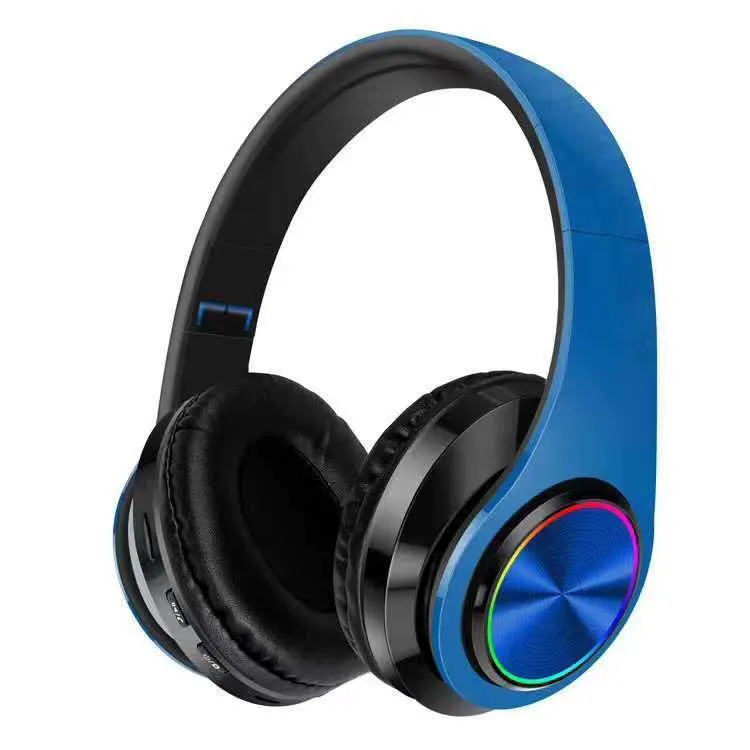 Wireless Bluetooth gaming headset in black with head-mounted design and breathing light effects