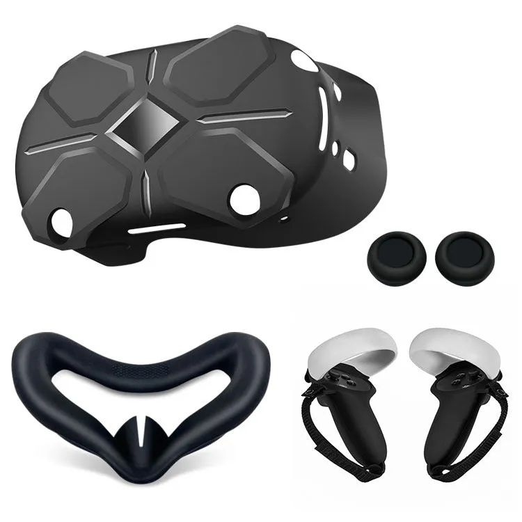 Black silicone glasses accessories set with protective cover, eye mask, and handles