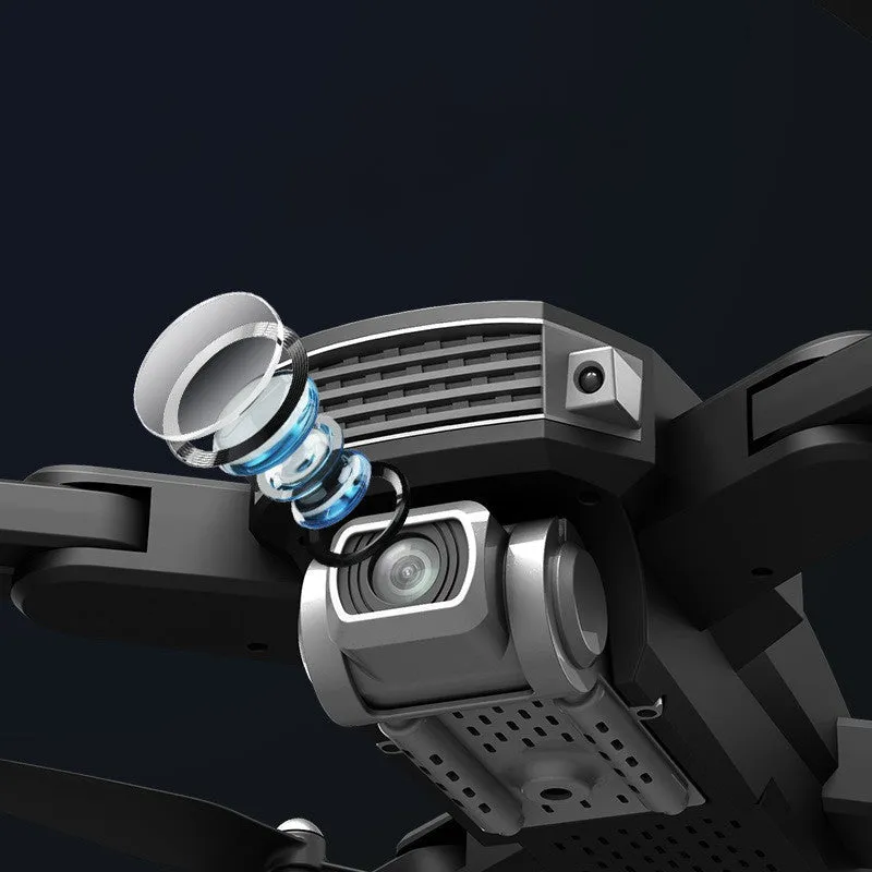 Black folding children's drone with 4K camera and remote control handle