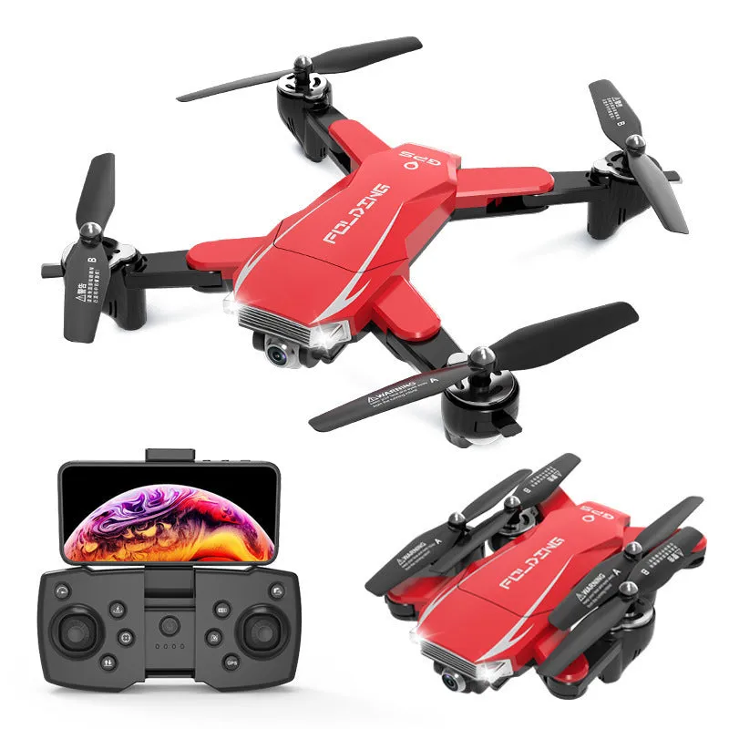 Black folding children's drone with 4K camera and remote control handle