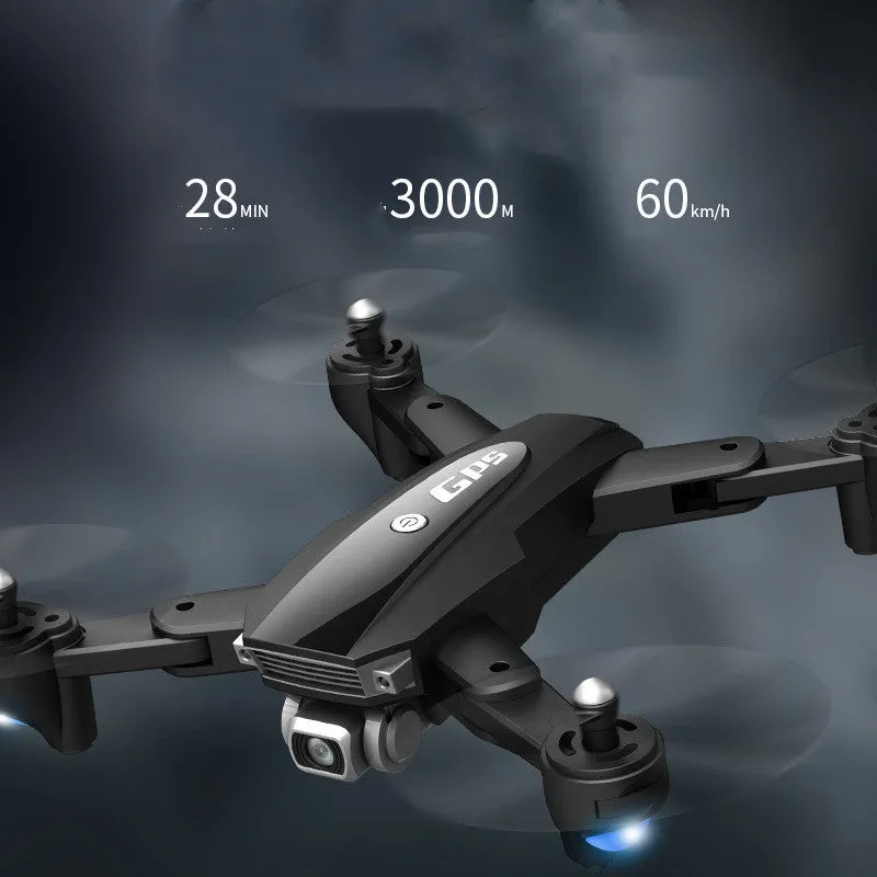 Black folding children's drone with 4K camera and remote control handle