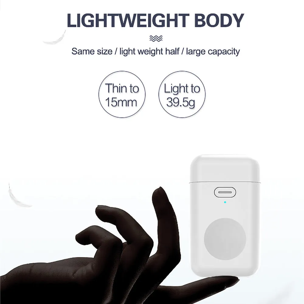 White 1000mAh magnetic wireless power bank for Apple Watch, showing compact size.