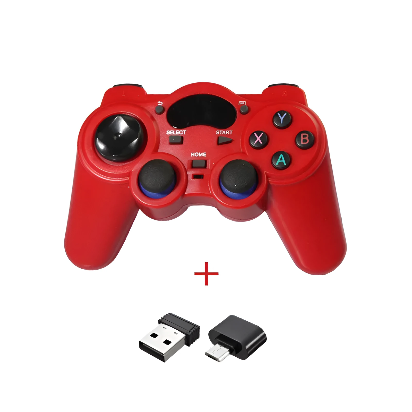 Multi-platform wireless gaming controller in black, blue, grey, or red with human curve design