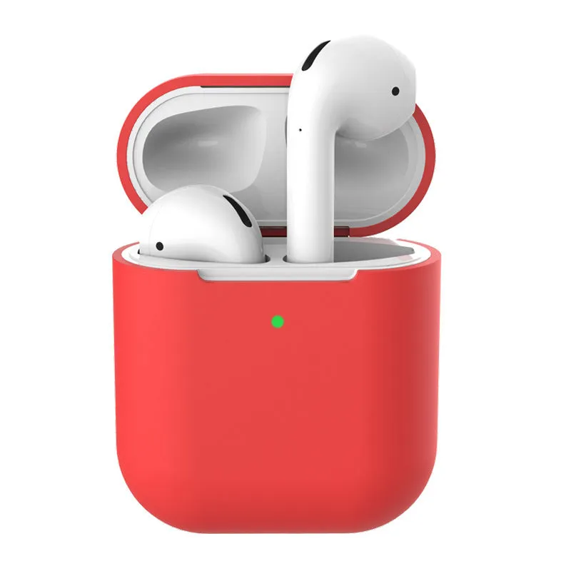 Silicone clamshell case cover for Apple AirPods 2 in multiple solid colours.