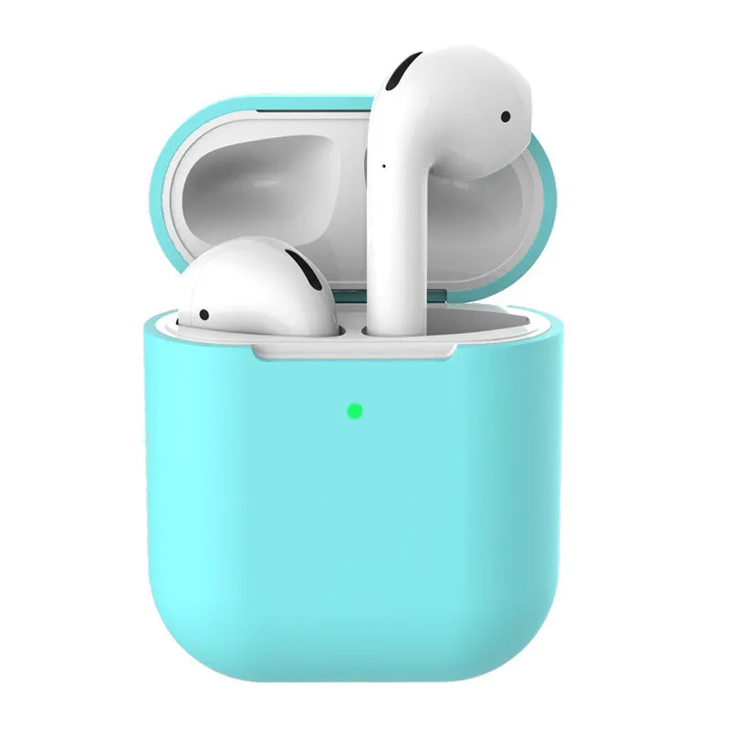 Silicone clamshell case cover for Apple AirPods 2 in multiple solid colours.