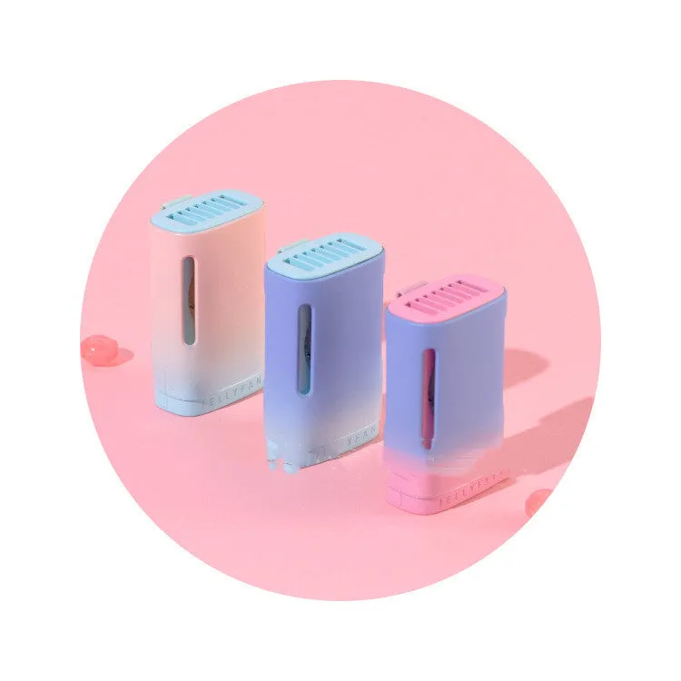 Jelly USB hanging neck fan in mint peach colour, compact and portable for hands-free cooling