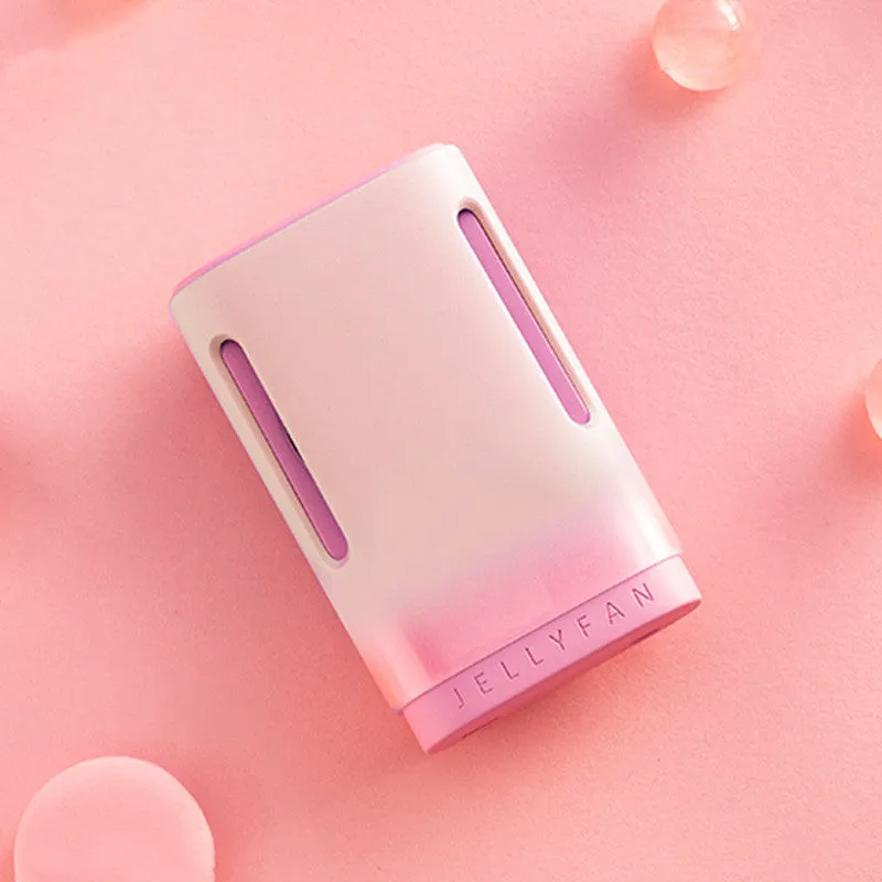 Jelly USB hanging neck fan in mint peach colour, compact and portable for hands-free cooling