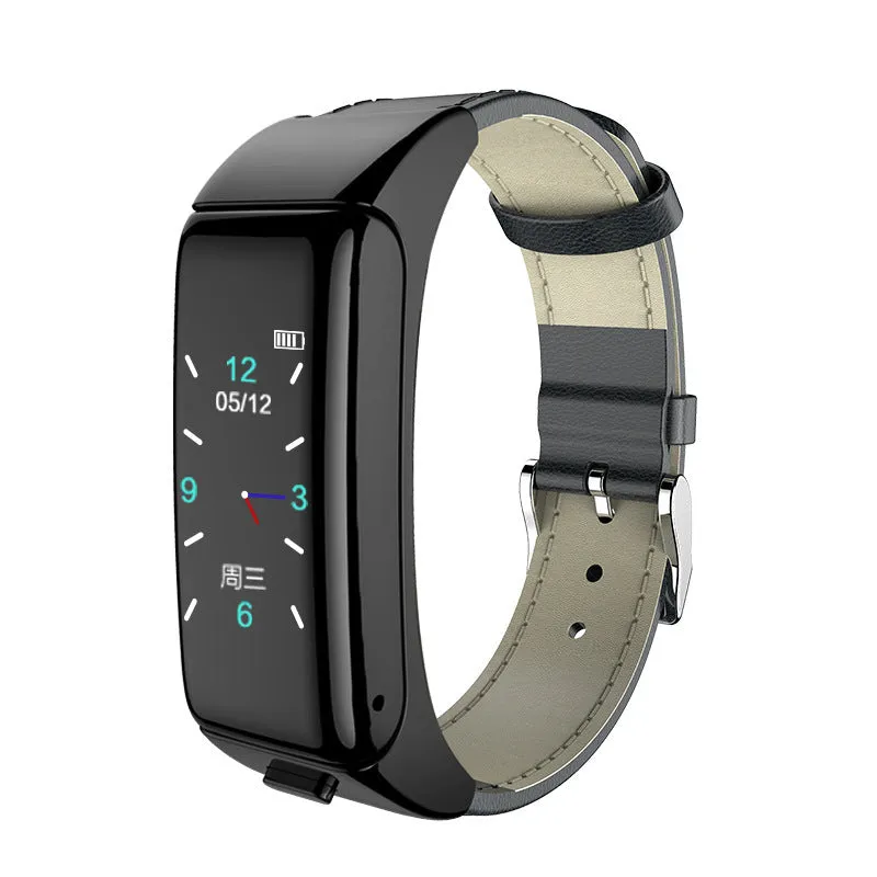 Bluetooth smartwatch with touch screen on a choice of leather, silicone, or steel wrist strap.