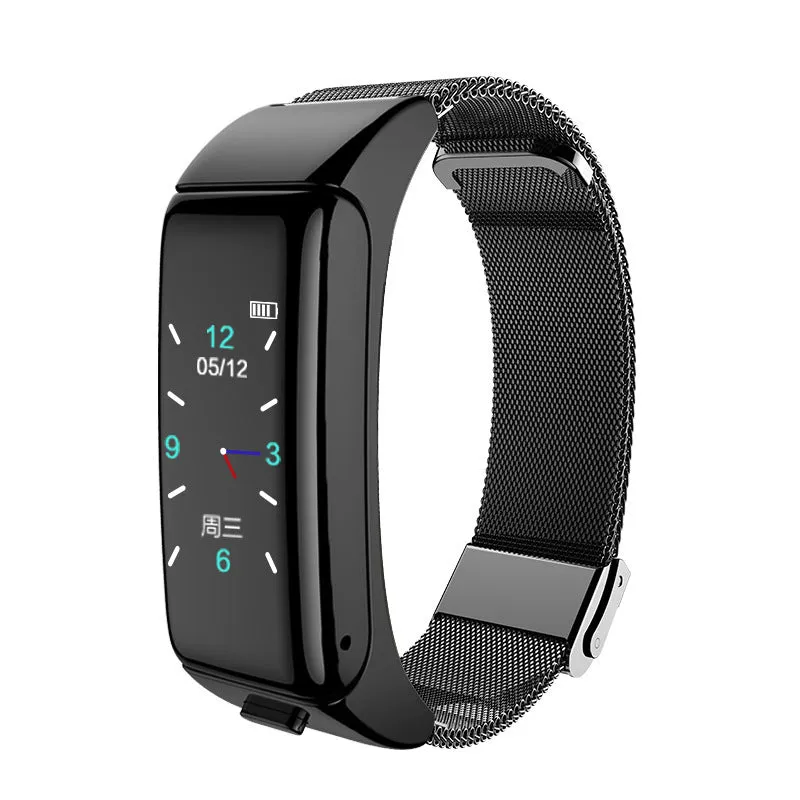 Bluetooth smartwatch with touch screen on a choice of leather, silicone, or steel wrist strap.