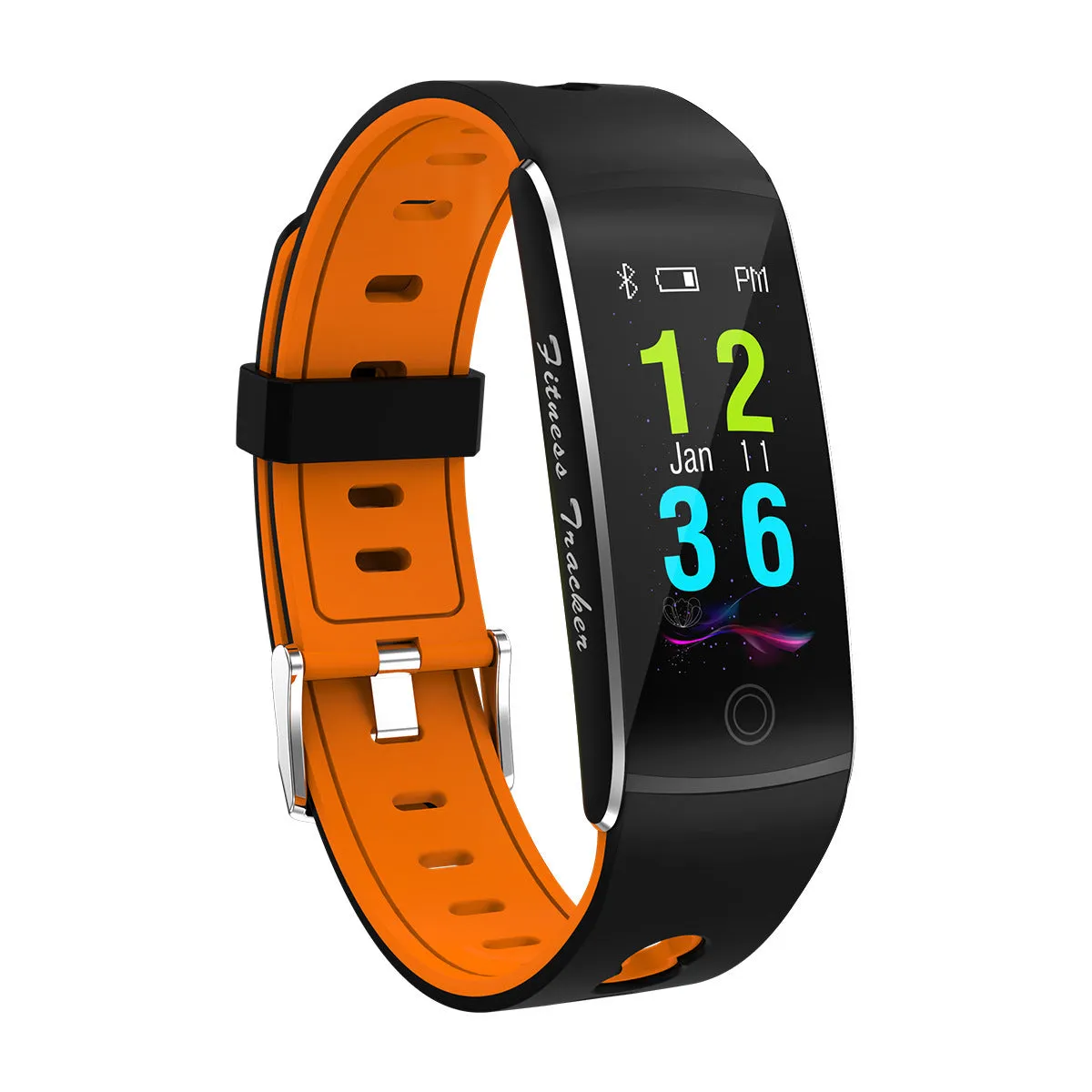 F10T body temperature smart bracelet with TFT screen in black, orange, red, or green colour options