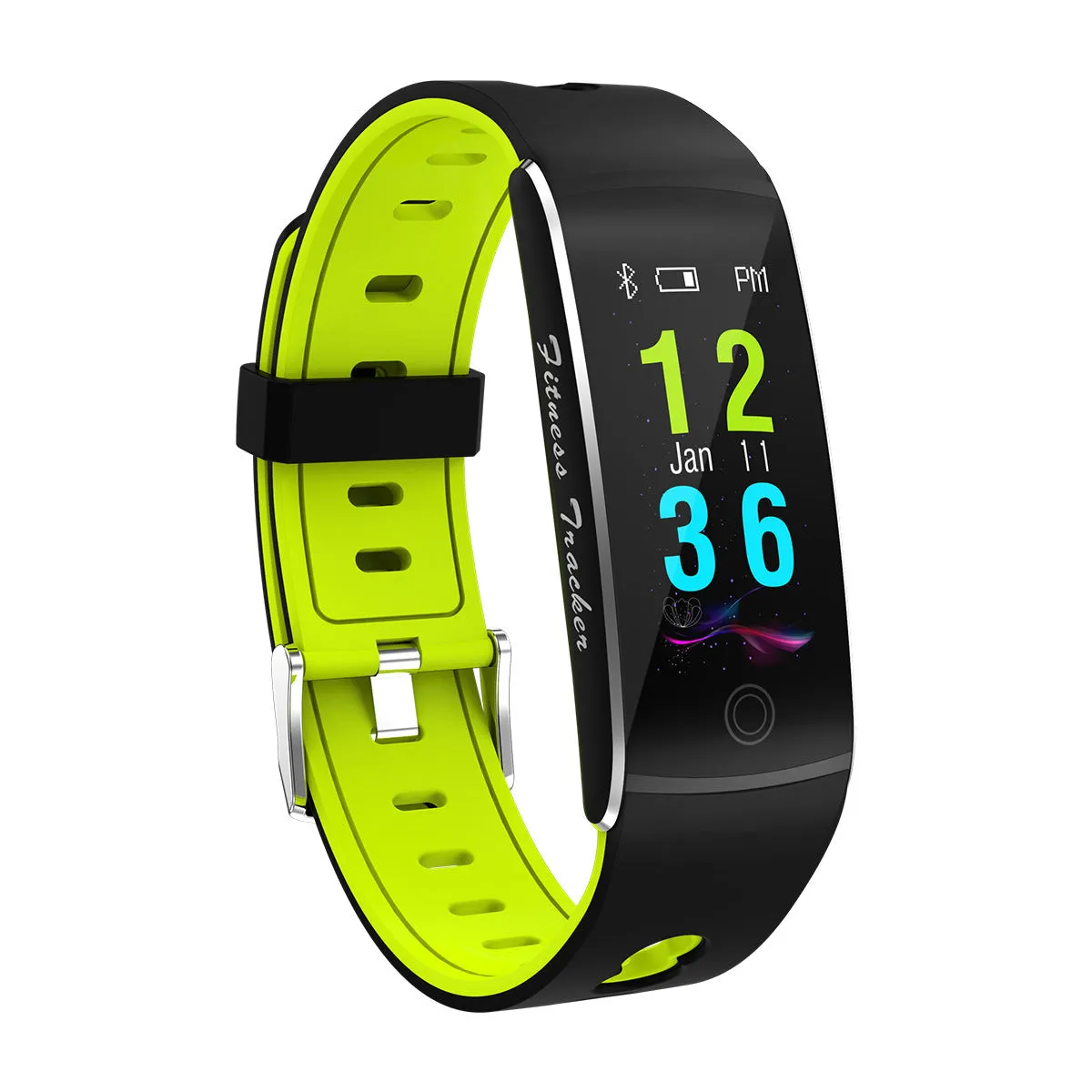 F10T body temperature smart bracelet with TFT screen in black, orange, red, or green colour options