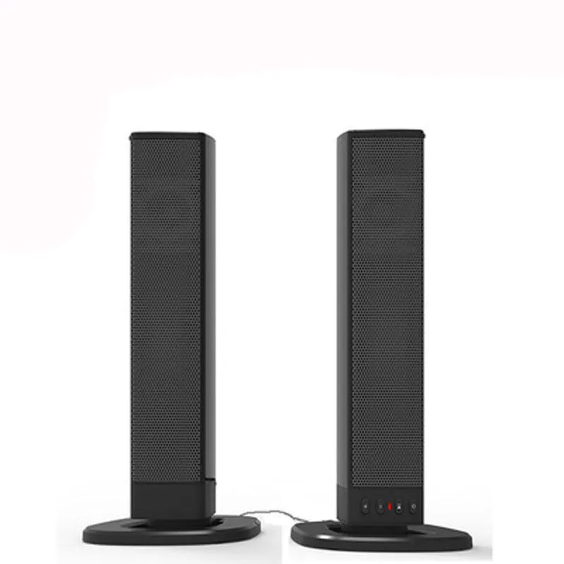 Black foldable split TV Bluetooth speaker with dual speakers showing 490mm length plastic construction