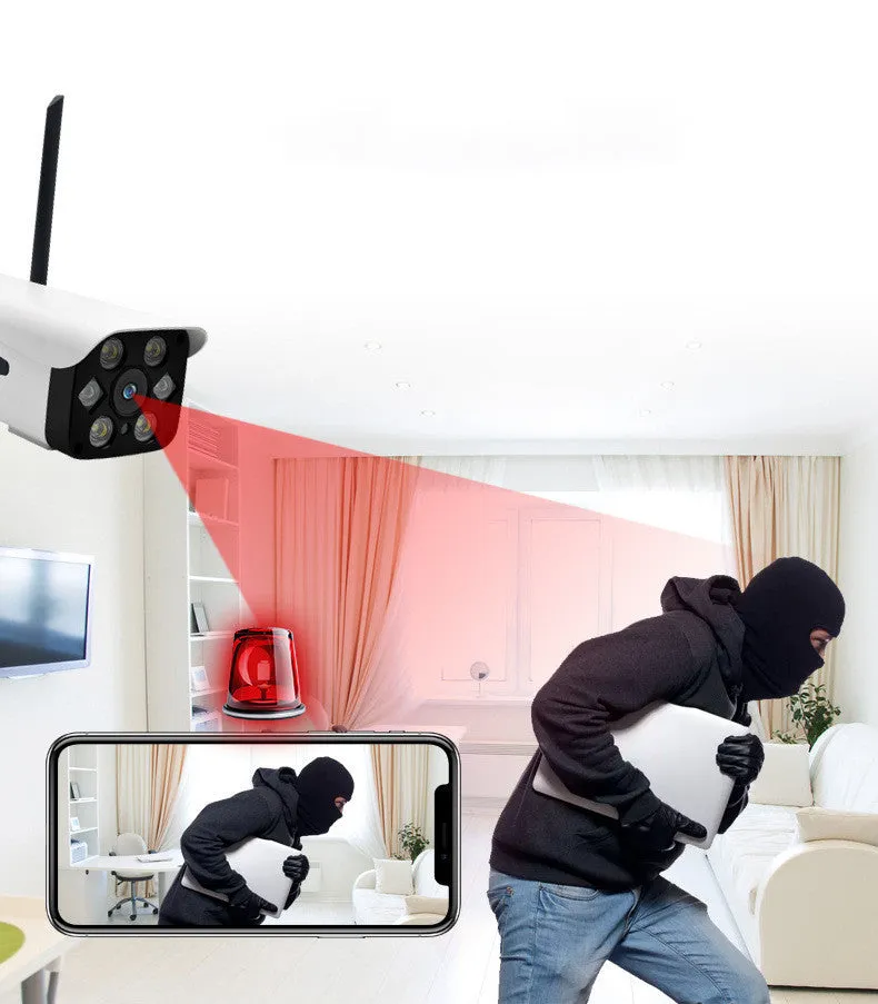 White outdoor smart security camera with 3.6mm lens for 1080P HD remote monitoring.