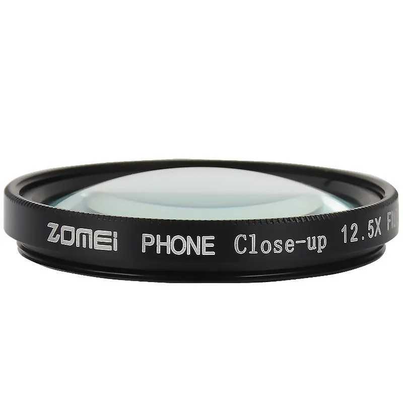 12.5x magnification smartphone macro lens with 37mm aluminium frame and universal clip attachment