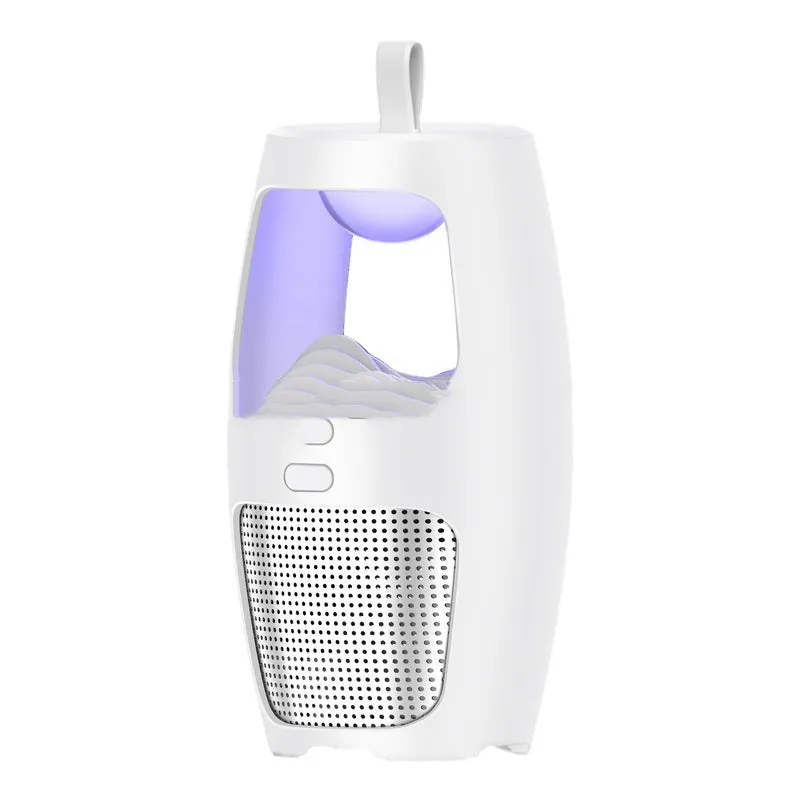 Black or white USB-powered indoor mosquito killer lamp with dimensions 115x115x227mm.
