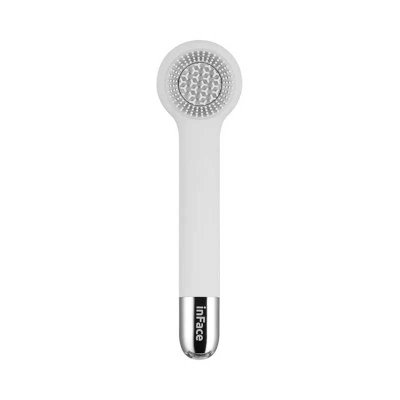 Grey electric shower brush with four rotating heads for back cleansing and massage