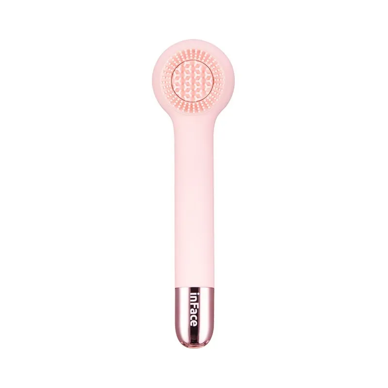 Grey electric shower brush with four rotating heads for back cleansing and massage