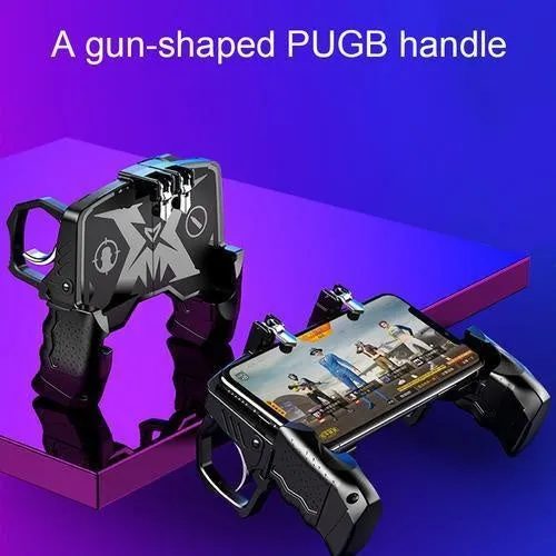 Black multi-function PUBG gamepad controller with trigger for 4-6.5 inch smartphones
