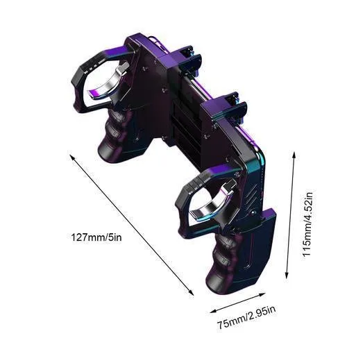 Black multi-function PUBG gamepad controller with trigger for 4-6.5 inch smartphones