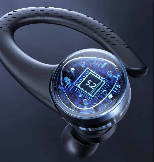 True wireless Bluetooth headset in Black with in-ear noise cancellation design and charging case