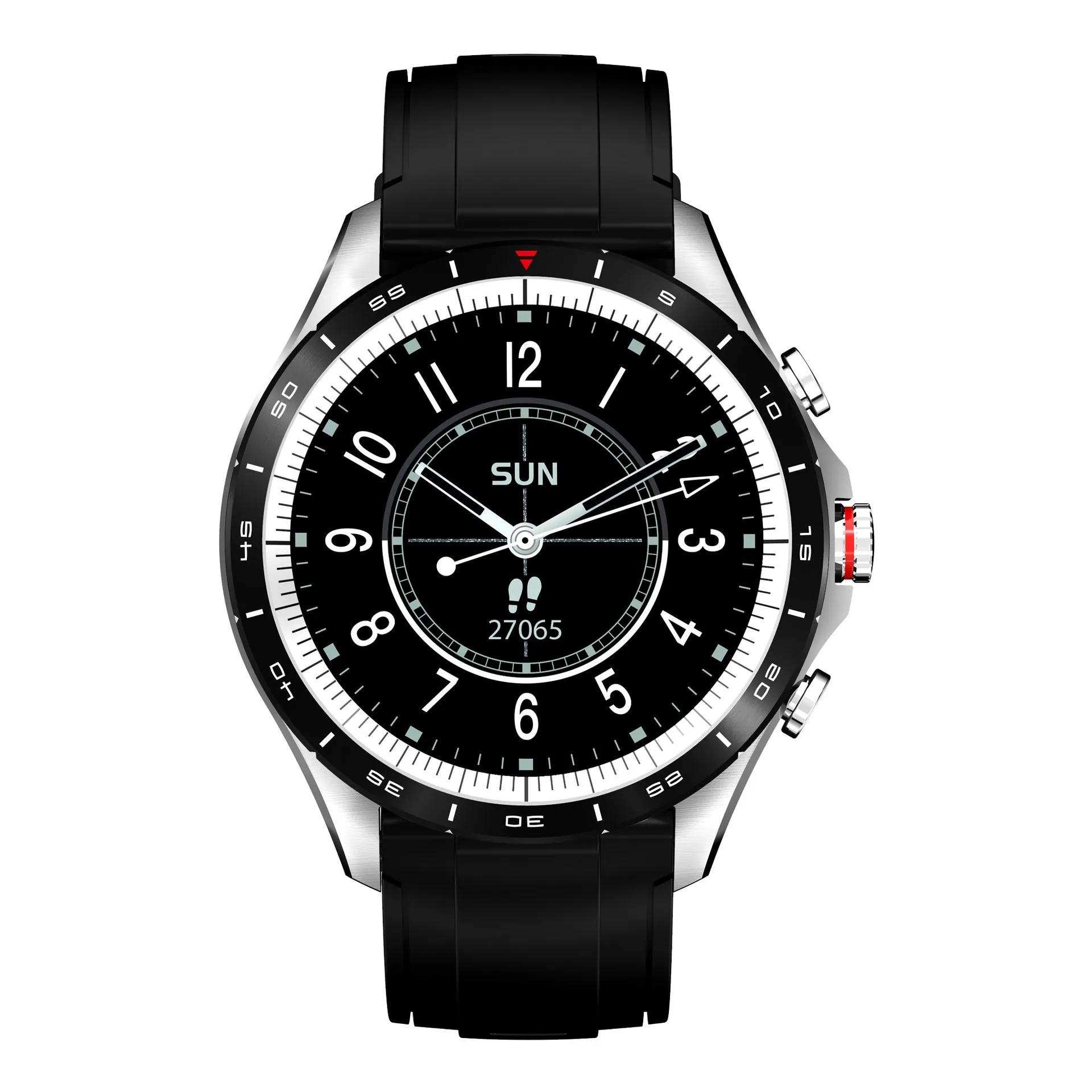 Men's smart bracelet watch with zinc alloy screen and silicone wristband in black, blue, or grey colours
