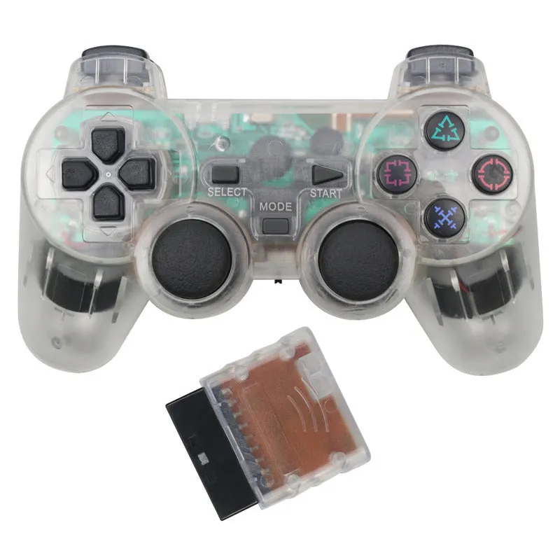 PS2 wireless game controller in seven colour options with 2.4GHz connection and vibration feedback