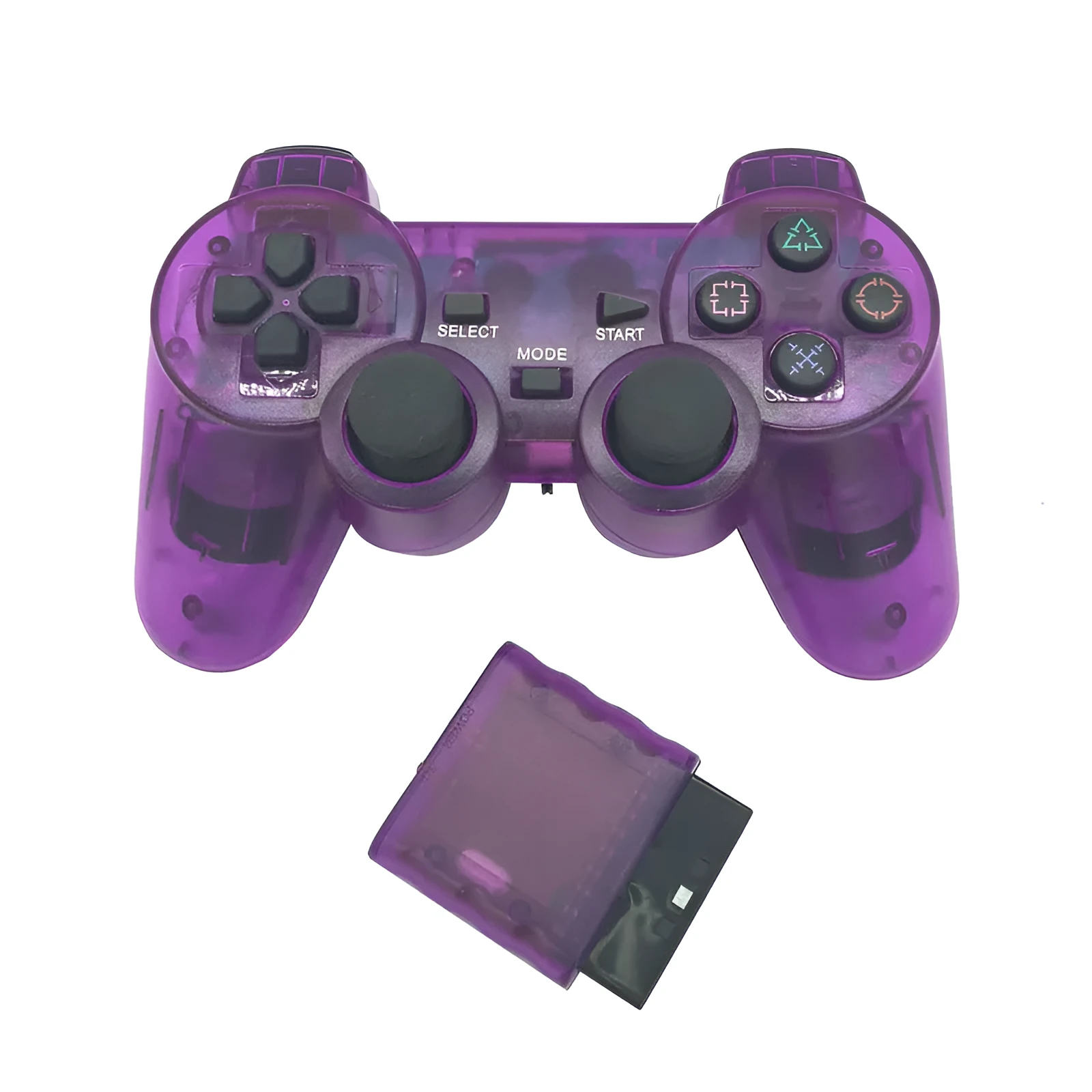 PS2 wireless game controller in seven colour options with 2.4GHz connection and vibration feedback
