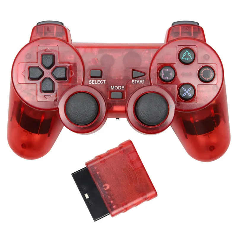 PS2 wireless game controller in seven colour options with 2.4GHz connection and vibration feedback