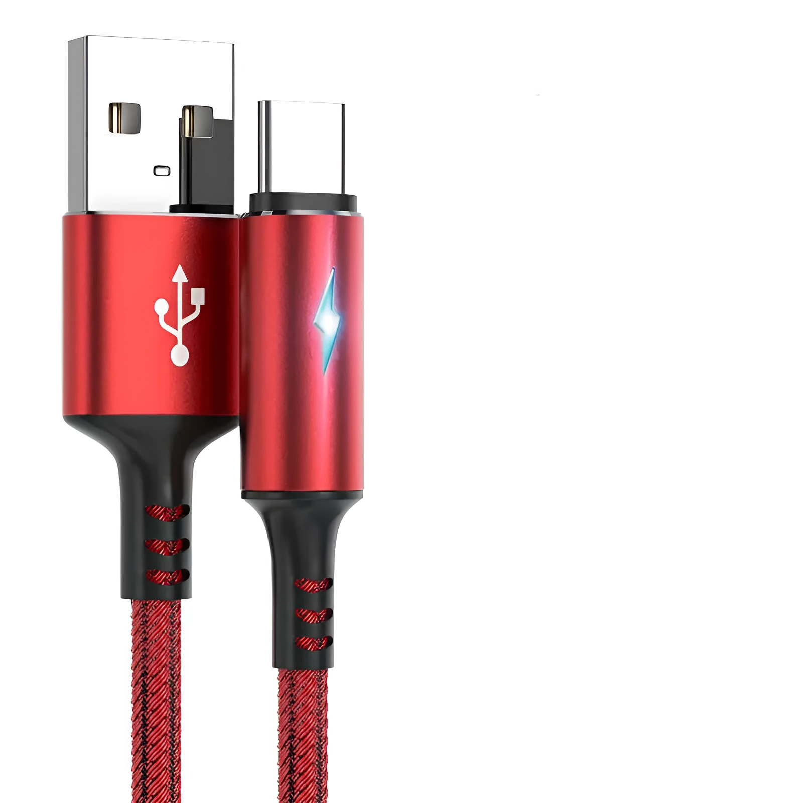 Black, red, and purple 1.2-metre USB data cables for Apple iPhone 12 and Android phones.