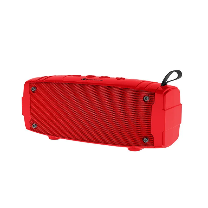Portable Bluetooth speaker showing colour options: black, blue, camouflage, graffiti, hip hop, and red