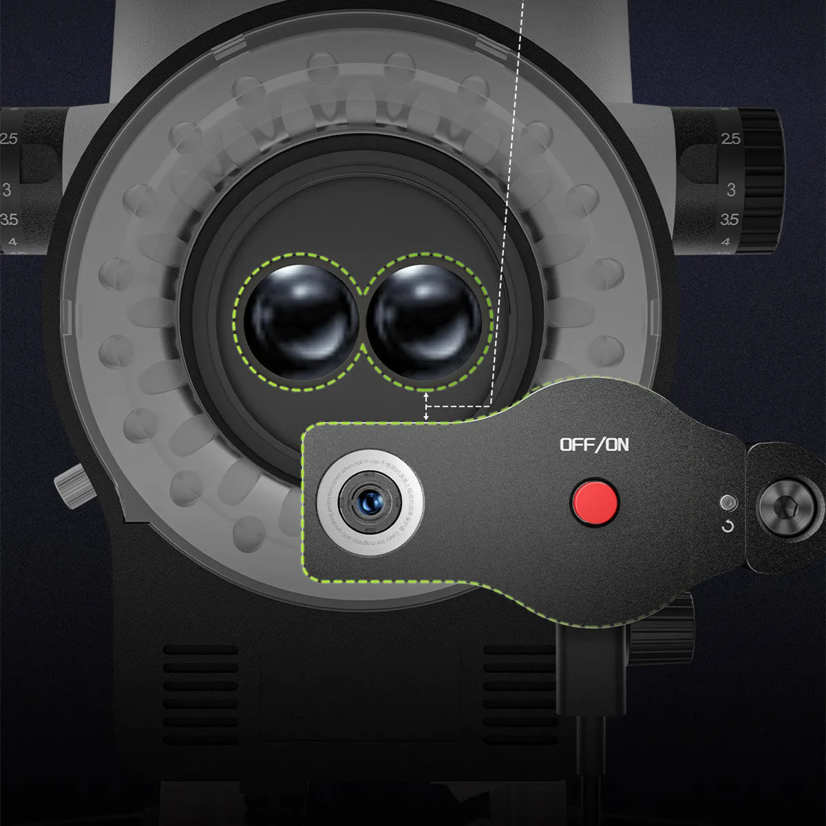 Mini microscope thermal imaging detector with adjustable mount and protective lens cover