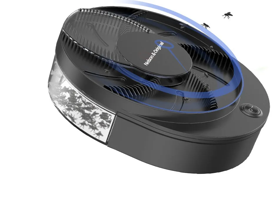 Electric fly catcher machine for indoor use in black or white with removable fly cage