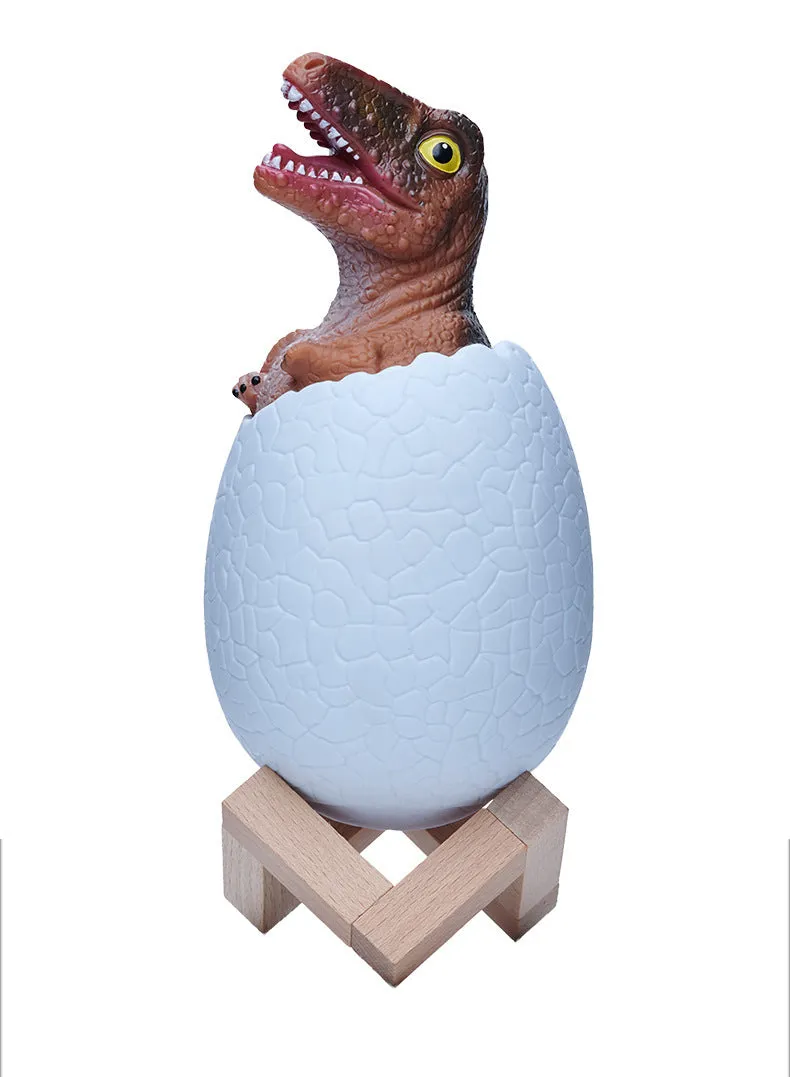 Cool white PVC dinosaur night light with touch sensor and remote control for colour changes