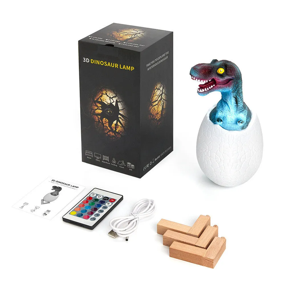 Cool white PVC dinosaur night light with touch sensor and remote control for colour changes