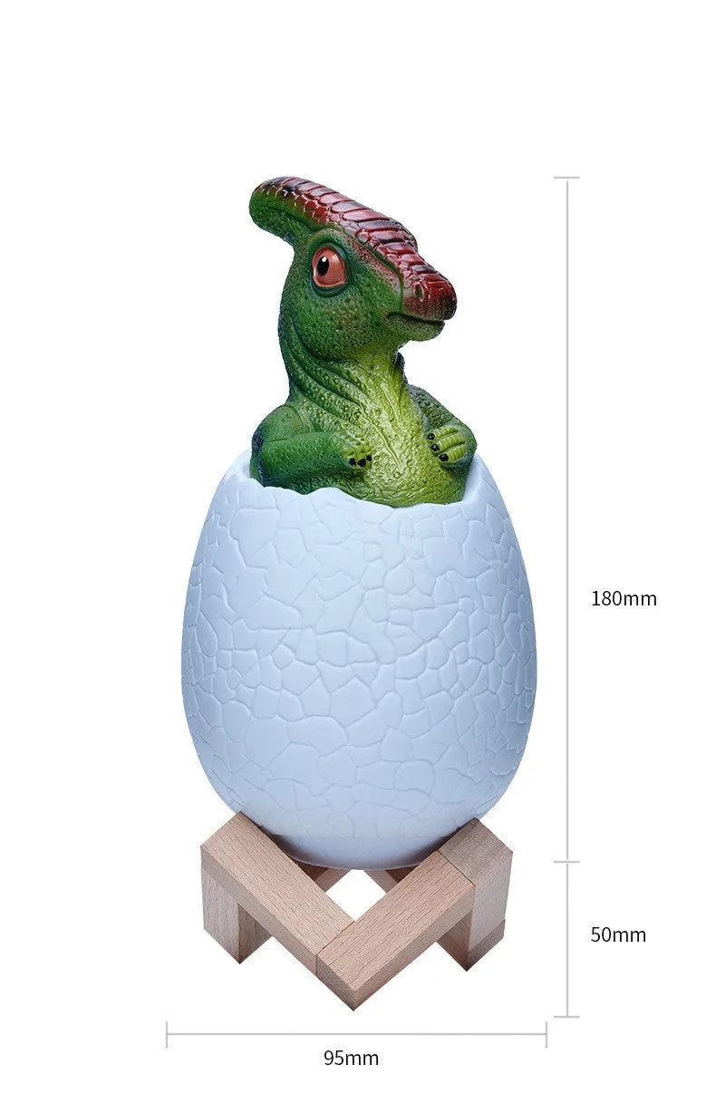 Cool white PVC dinosaur night light with touch sensor and remote control for colour changes