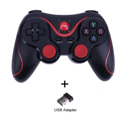 Upgraded X3 Bluetooth wireless game controller for Android phones in black or white, shown with a mobile phone clip accessory.