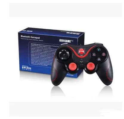 Upgraded X3 Bluetooth wireless game controller for Android phones in black or white, shown with a mobile phone clip accessory.