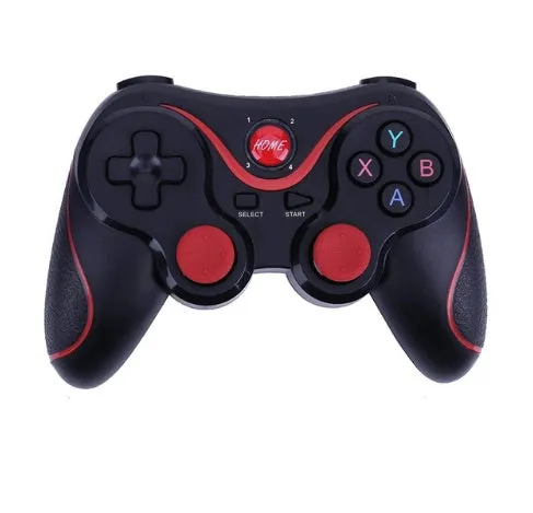 Upgraded X3 Bluetooth wireless game controller for Android phones in black or white, shown with a mobile phone clip accessory.