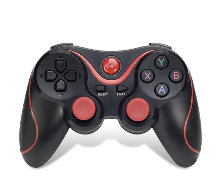 Upgraded X3 Bluetooth wireless game controller for Android phones in black or white, shown with a mobile phone clip accessory.