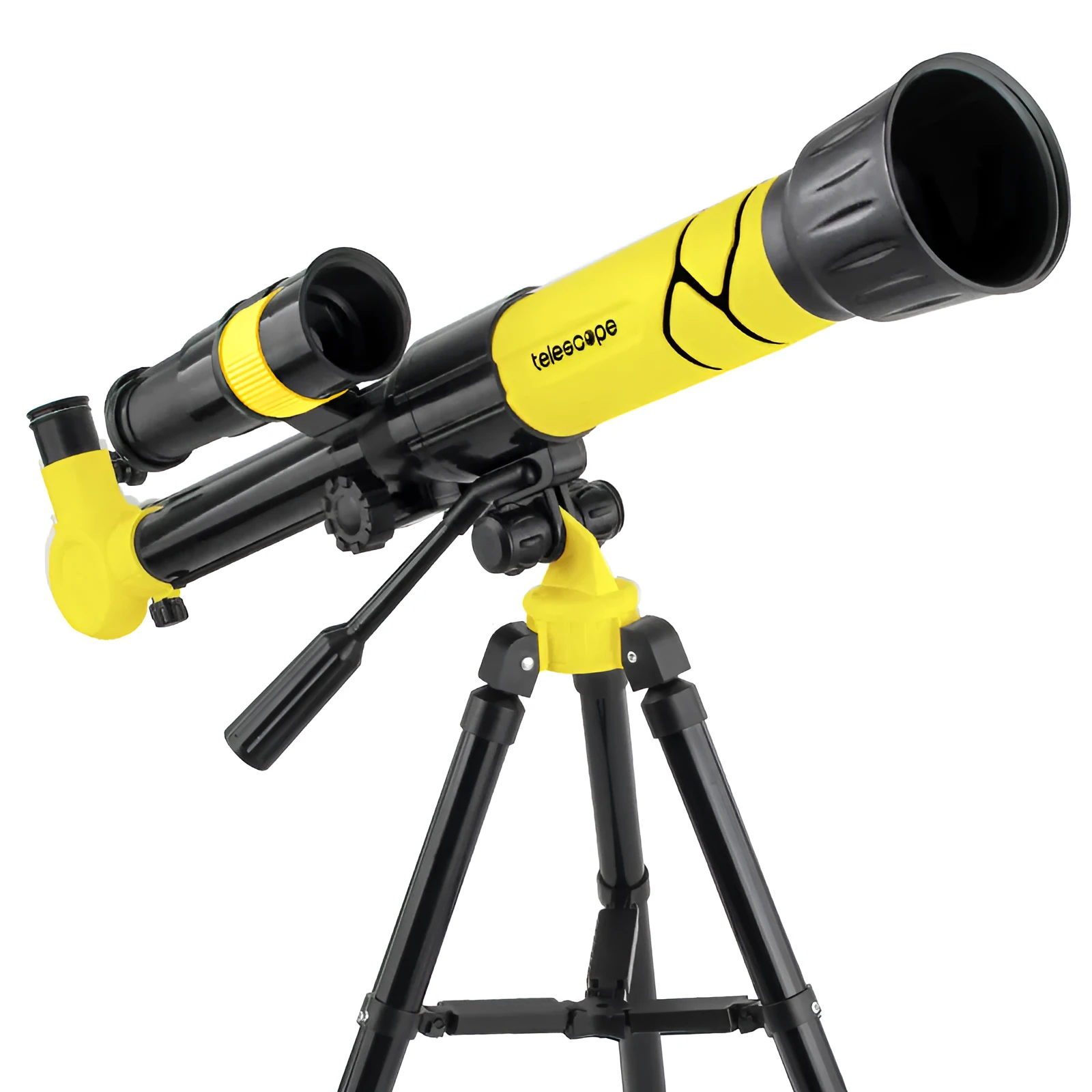 White and yellow plastic astronomical telescope with tripod for kids beginner astronomy