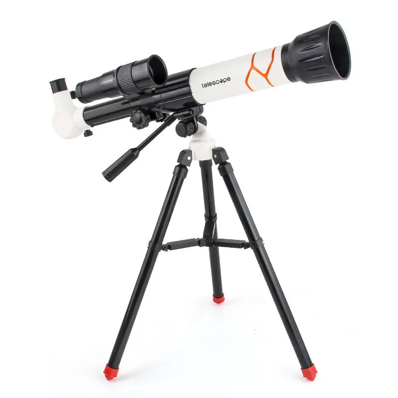 White and yellow plastic astronomical telescope with tripod for kids beginner astronomy