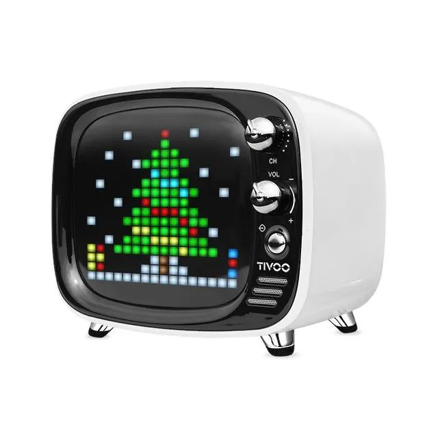 Portable Bluetooth speaker and alarm clock unit in one of six colour options: black, blue, green, pink, red, or white.