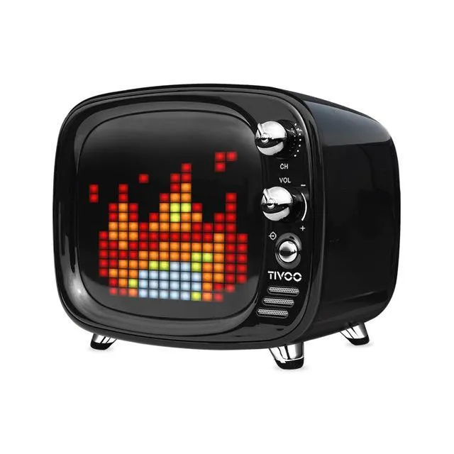 Portable Bluetooth speaker and alarm clock unit in one of six colour options: black, blue, green, pink, red, or white.
