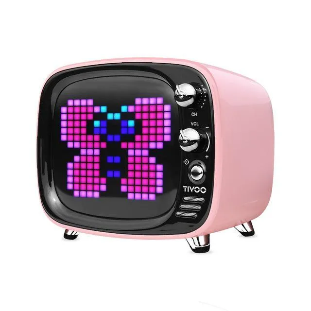 Portable Bluetooth speaker and alarm clock unit in one of six colour options: black, blue, green, pink, red, or white.