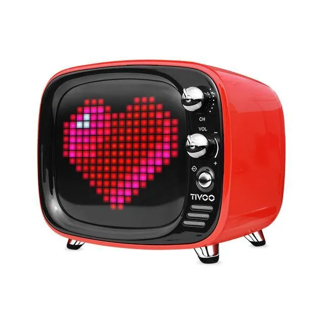 Portable Bluetooth speaker and alarm clock unit in one of six colour options: black, blue, green, pink, red, or white.