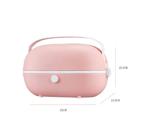 Green portable electric lunch box with 1 litre stainless steel inner tank and control buttons
