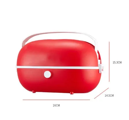 Green portable electric lunch box with 1 litre stainless steel inner tank and control buttons