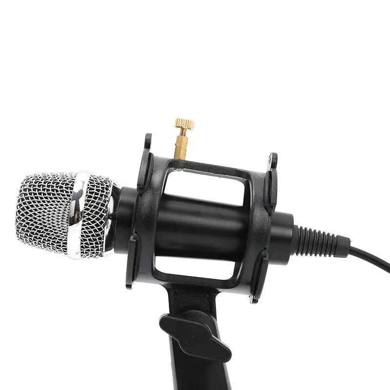 Black mini condenser microphone with aluminium stand for mobile phone and computer live broadcasting