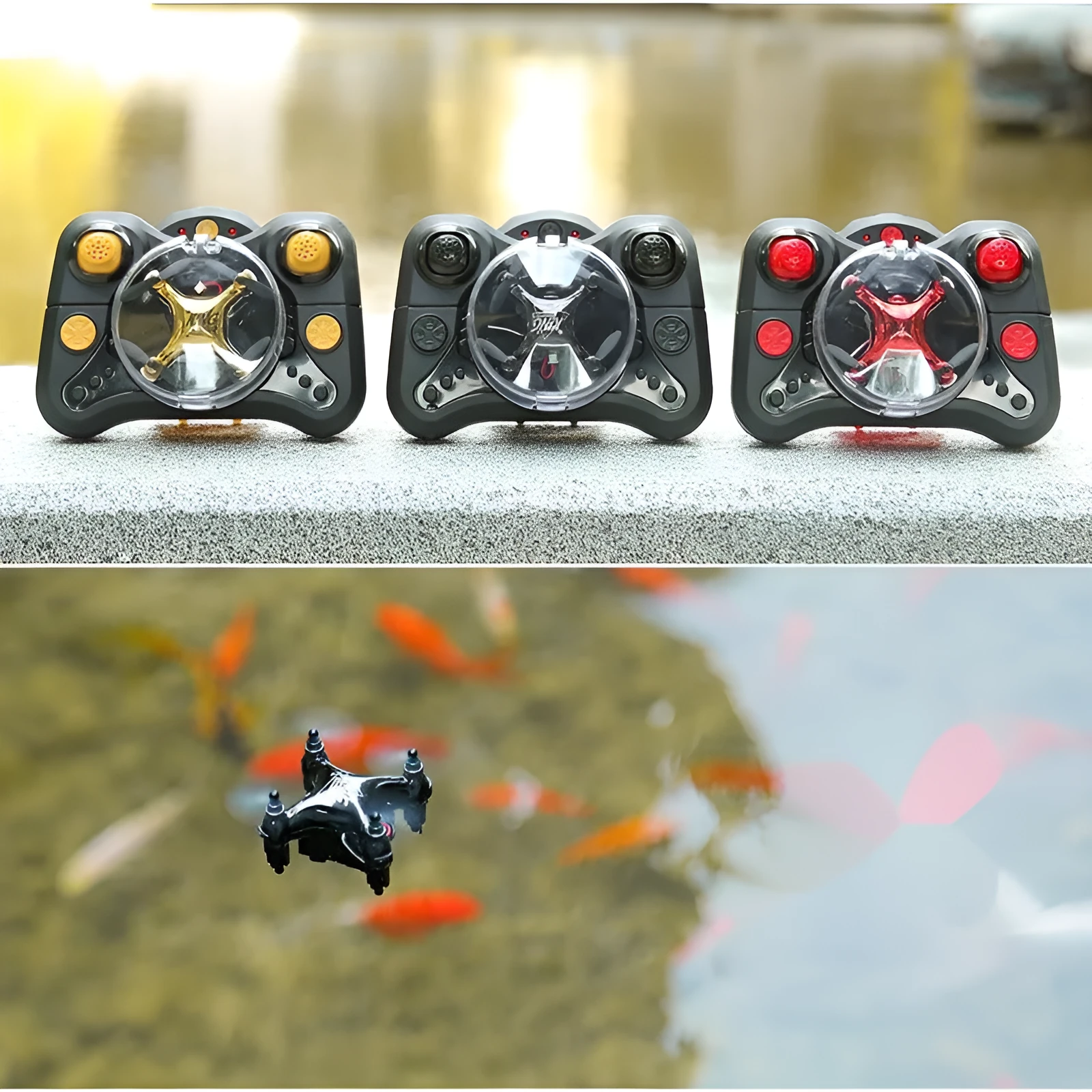Fixed height remote control aircraft toy with plastic construction and multiple colour options